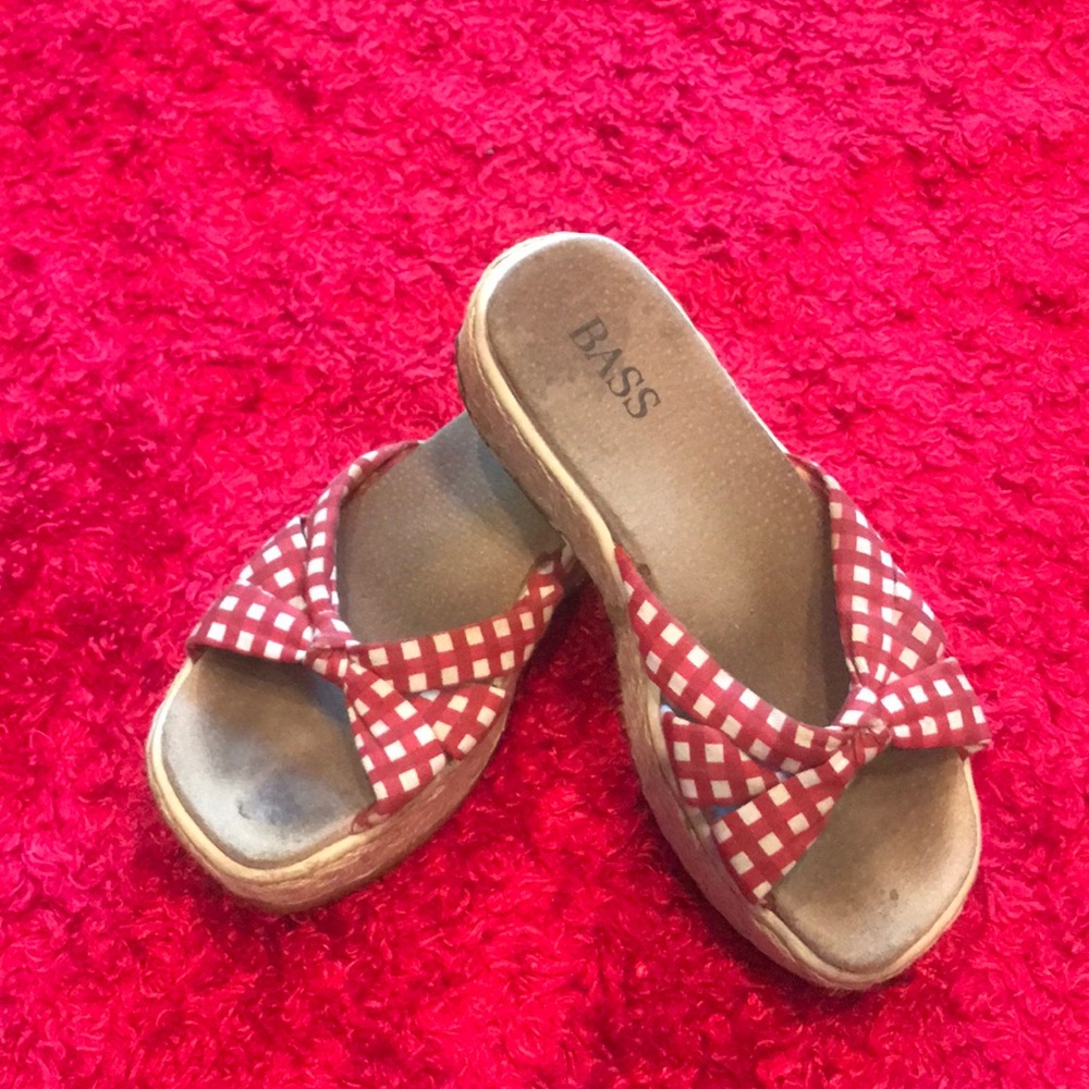 Bass red and white gingham espadrilles
